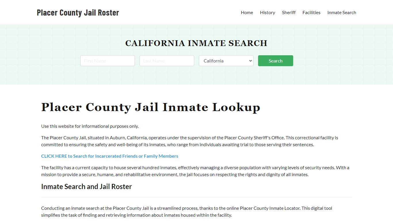 Placer County Jail Roster Lookup, CA, Inmate Search